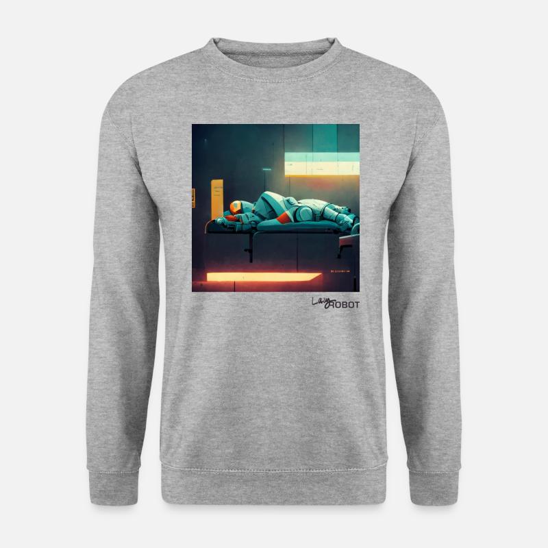 A male robot sleeping in his room - Unisex Sweatshirt - salt & pepper