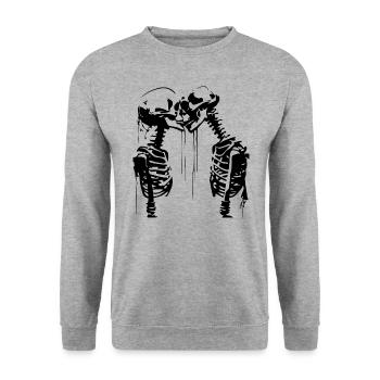 skeletons kiss - Unisex Sweatshirt - salt & pepper - Front - Alina (178cm) & Michal (187cm)