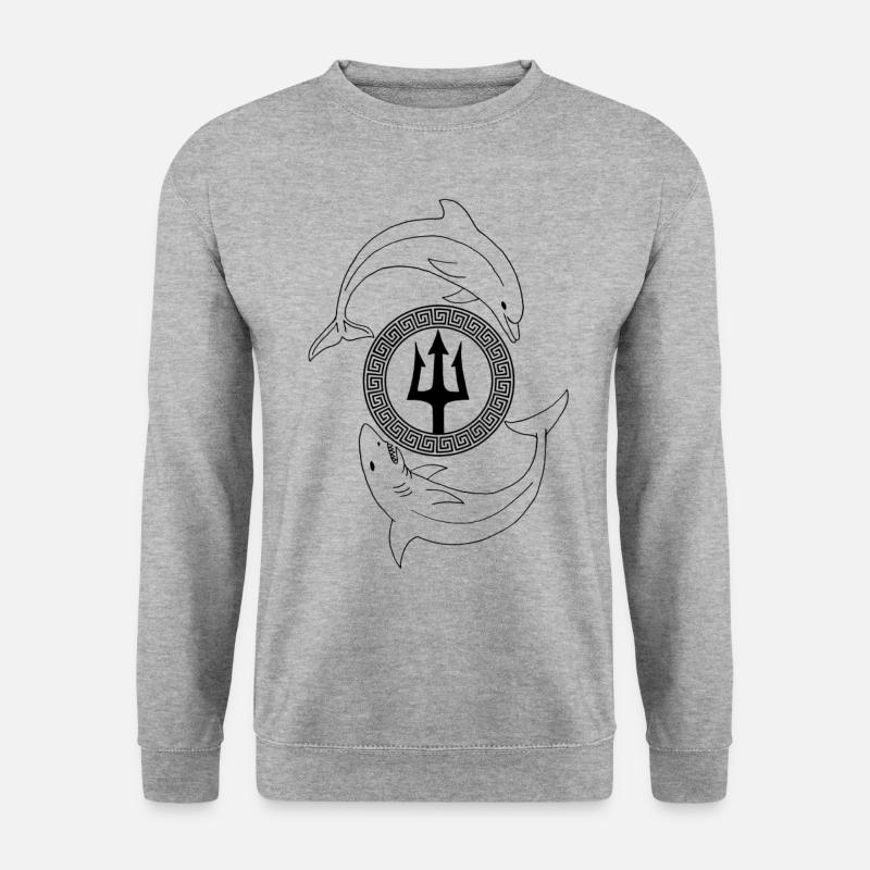Dauphin et requin (noir) - Sweat-shirt Unisexe - gris chiné