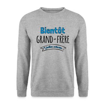 Soon big brother - gift - Unisex Sweatshirt - salt & pepper - Front - Alina (178cm) & Michal (187cm)