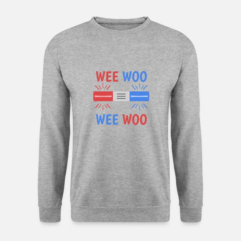 Wee Woo Blaulicht Sirene Feuerwehr Krankenwagen - Unisex Pullover - Weißgrau meliert