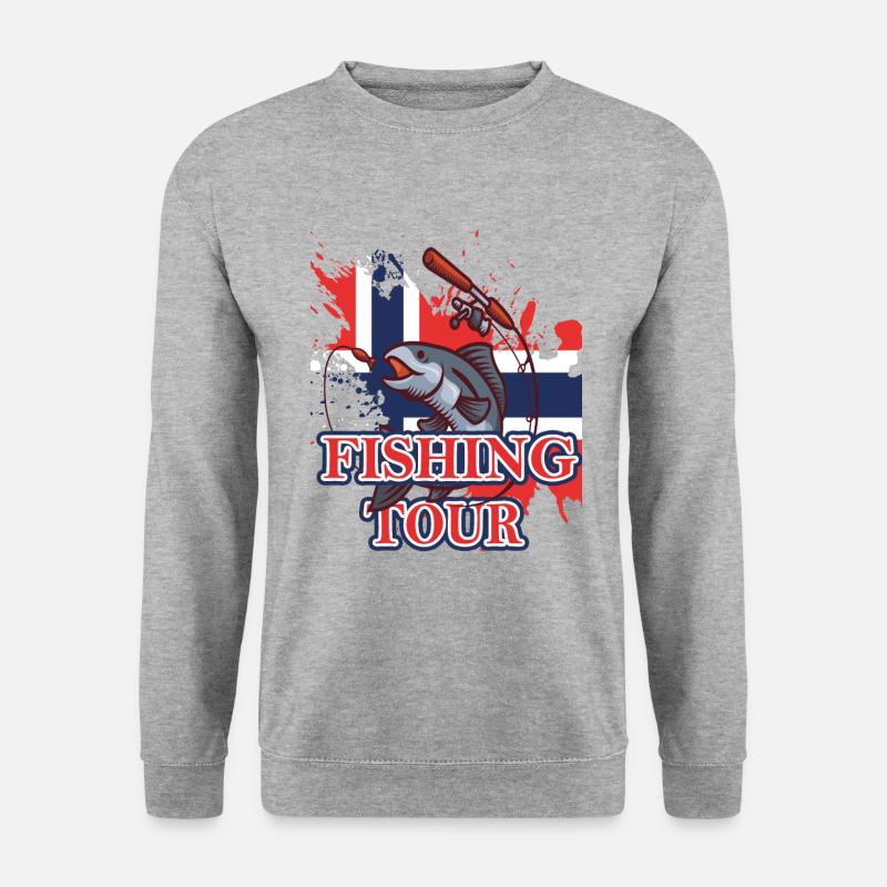 Angeln Norwegen - Unisex Pullover - Weißgrau meliert