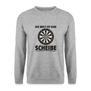 Die Welt Ist Eine Scheibe Darts Sprüche Dartboard - Unisex Pullover - Weißgrau meliert - Vorne - Alina (178cm) & Michal (187cm)