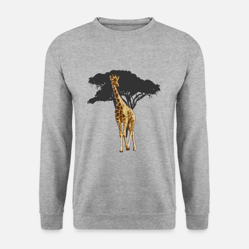 Giraffe Safari Afrika Savanne Tierschutz Geschenk - Unisex Pullover - Weißgrau meliert