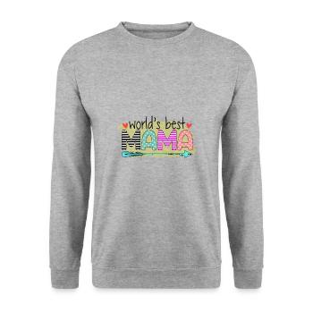 Beste Mama ,Oma Muttertag - Unisex Pullover - Weißgrau meliert - Vorne - Alina (178cm) & Michal (187cm)