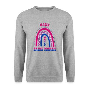 Happy Pride Month Bisexueller Boho-Regenbogen - Unisex Pullover - Weißgrau meliert - Vorne - Alina (178cm) & Michal (187cm)