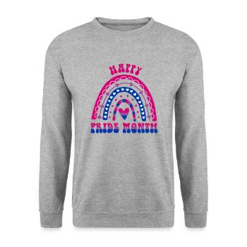 Happy Pride Month Bisexual Regenbogen - Unisex Pullover - Weißgrau meliert - Vorne - Alina (178cm) & Michal (187cm)