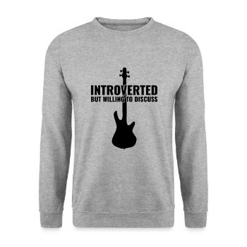 INTROVERTED BUT WILLING DISCUSS bass player - Unisex Pullover - Weißgrau meliert - Vorne - Alina (178cm) & Michal (187cm)