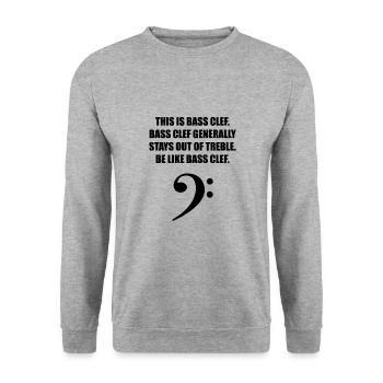 This is Bass clef for the best bassist bass player - Unisex Pullover - Weißgrau meliert - Vorne - Alina (178cm) & Michal (187cm)