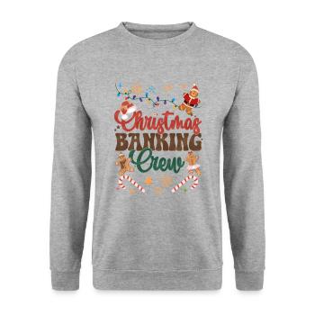 Funny Gingerbread Christmas Cookie Baking Crew - Unisex Pullover - Weißgrau meliert - Vorne - Alina (178cm) & Michal (187cm)