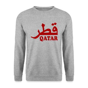 Qatar - Unisex Sweatshirt - salt & pepper - Front - Alina (178cm) & Michal (187cm)