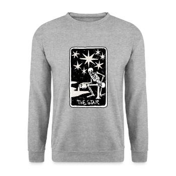 The Star Skeleton Skull Tarot Card - Unisex Pullover - Weißgrau meliert - Vorne - Alina (178cm) & Michal (187cm)