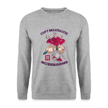 For Mushroom Lovers Can't Breathalyze Mushrooms - Unisex Pullover - Weißgrau meliert - Vorne - Alina (178cm) & Michal (187cm)