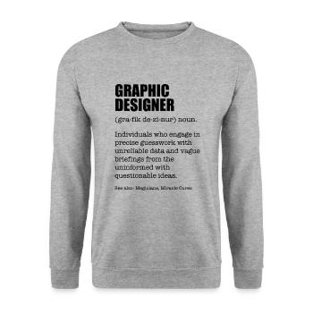 Graphic Designer Funny Dictionary Definition - Unisex Pullover - Weißgrau meliert - Vorne - Alina (178cm) & Michal (187cm)
