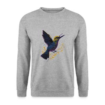 Nature Lovers - Charming Hummingbird - Unisex Pullover - Weißgrau meliert - Vorne - Alina (178cm) & Michal (187cm)