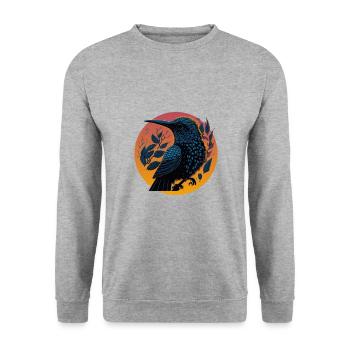 Nature Lovers - Charming Hummingbird - Unisex Pullover - Weißgrau meliert - Vorne - Alina (178cm) & Michal (187cm)
