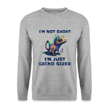 "I'm Not Short, I'm Just Gecko Sized" Cute Gecko - Unisex Sweatshirt - salt & pepper - Front - Alina (178cm) & Michal (187cm)