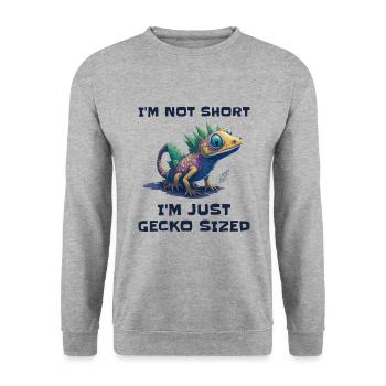 "I'm Not Short, I'm Just Gecko Sized" Cute Gecko - Unisex Sweatshirt - salt & pepper - Front - Alina (178cm) & Michal (187cm)