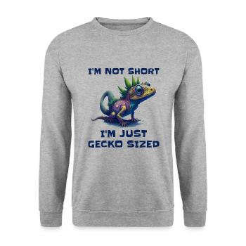 "I'm Not Short, I'm Just Gecko Sized" Cute Gecko - Unisex Sweatshirt - salt & pepper - Front - Alina (178cm) & Michal (187cm)