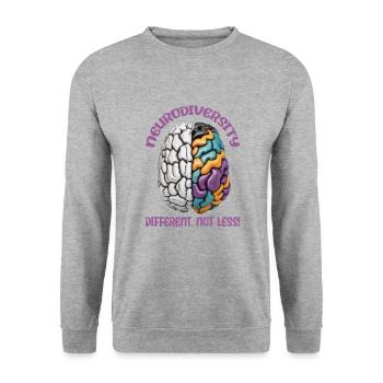"Different, Not Less" Neurodiversity - Unisex Sweatshirt - salt & pepper - Front - Alina (178cm) & Michal (187cm)