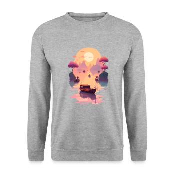 Sunset Serenade, Ninh Binh - Unisex Pullover - Weißgrau meliert - Vorne - Alina (178cm) & Michal (187cm)