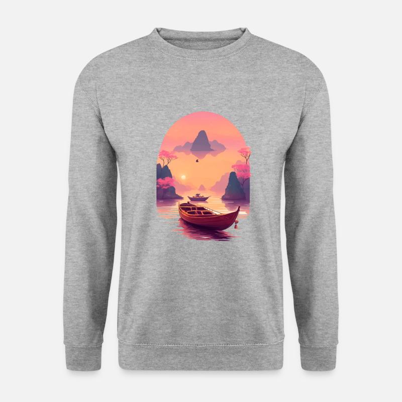 Sunset Serenade, Ninh Binh - Unisex Pullover - Weißgrau meliert