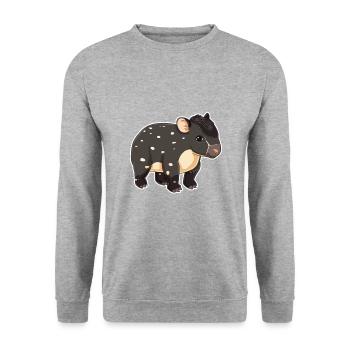Niedliche Bergtapir-Illustration - Entzückendes Tier - Unisex Pullover - Weißgrau meliert - Vorne - Alina (178cm) & Michal (187cm)