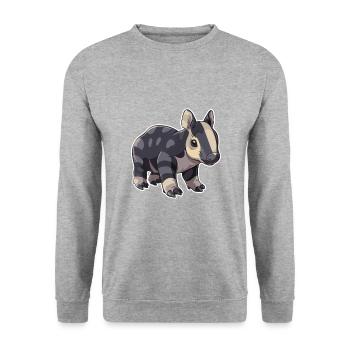 Niedliche Bergtapir-Illustration - Entzückendes Tier - Unisex Pullover - Weißgrau meliert - Vorne - Alina (178cm) & Michal (187cm)