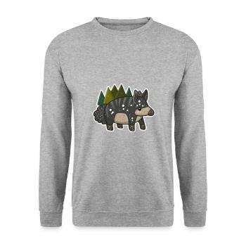 Niedliche Bergtapir-Illustration - Entzückendes Tier - Unisex Pullover - Weißgrau meliert - Vorne - Alina (178cm) & Michal (187cm)