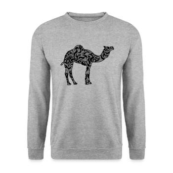 Schönes Muster Kamel Silhouette Umriss Schwarz - Unisex Pullover - Weißgrau meliert - Vorne - Alina (178cm) & Michal (187cm)