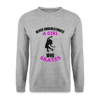 Skateboard Girls Women Skate Skaters Skaters - Unisex Sweatshirt - salt & pepper - Front - Alina (178cm) & Michal (187cm)
