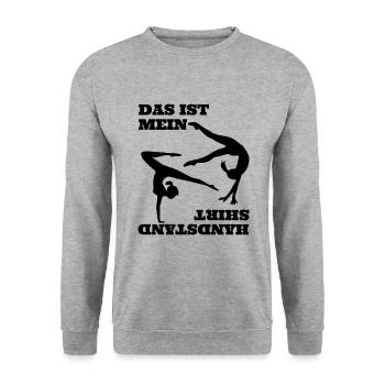Handstand Bodenturnen Gymnastik Sportlehrer Turner - Unisex Pullover - Weißgrau meliert - Vorne - Alina (178cm) & Michal (187cm)