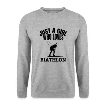 Biathlon fille biathlète sports d’hiver cadeau - Sweat-shirt Unisexe - gris chiné - Devant - Alina (178cm) & Michal (187cm)