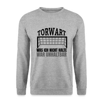 Torwart Handball Tormann Fußball Torhüter Spruch - Unisex Pullover - Weißgrau meliert - Vorne - Alina (178cm) & Michal (187cm)