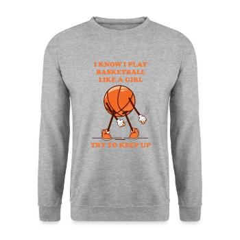 Basketball women's basketball coach - Unisex Sweatshirt - salt & pepper - Front - Alina (178cm) & Michal (187cm)