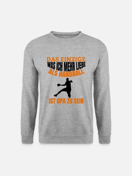 Handball Spruch Geschenk Opa Handballer Großvater - Unisex Pullover - Weißgrau meliert