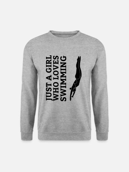 Schwimmen Schwimmerinnen Frau Mädchen Schwimmerin - Unisex Pullover - Weißgrau meliert