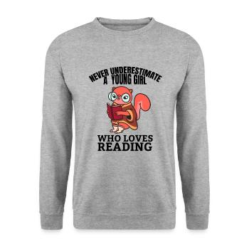 Lire Livres Amoureux du livre Fille Lectrice - Sweat-shirt Unisexe - gris chiné - Devant - Alina (178cm) & Michal (187cm)