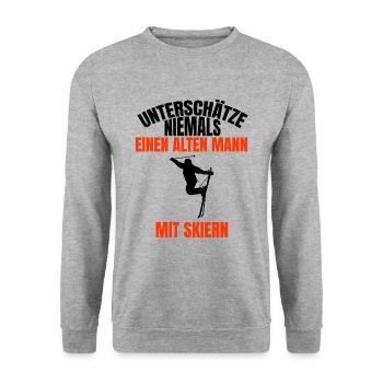 Ski fahren Spruch Skier Skifahren Vater Skifahrer - Unisex Pullover - Weißgrau meliert - Vorne - Alina (178cm) & Michal (187cm)