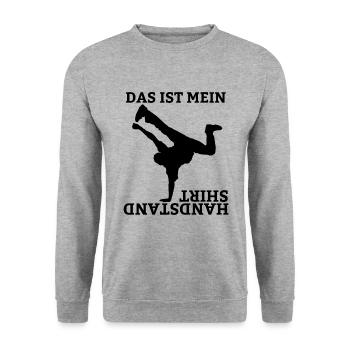 Handstand Sportlehrer Gymnastik Bodenturnen Turner - Unisex Pullover - Weißgrau meliert - Vorne - Alina (178cm) & Michal (187cm)
