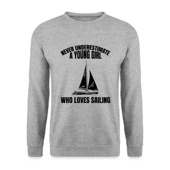 Voile voile femme voile bateau bateau naviguer - Sweat-shirt Unisexe - gris chiné - Devant - Alina (178cm) & Michal (187cm)