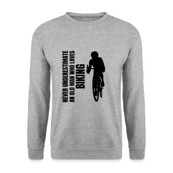 Bicycle Father Bicycle Tour Grandpa Cycling Dad Cycling - Unisex Sweatshirt - salt & pepper - Front - Alina (178cm) & Michal (187cm)