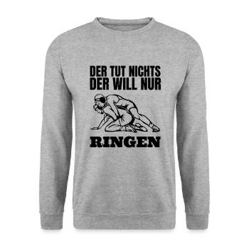 Ringer Spruch Ringen Wrestling lustige Geschenk - Unisex Pullover - Weißgrau meliert - Vorne - Alina (178cm) & Michal (187cm)