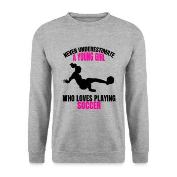 Women's Football Girls Footballer - Unisex Sweatshirt - salt & pepper - Front - Alina (178cm) & Michal (187cm)