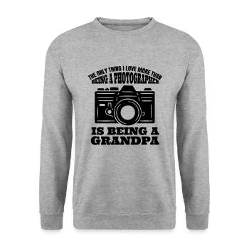 Photographers Grandpa Camera Saying Funny Photographing - Unisex Sweatshirt - salt & pepper - Front - Alina (178cm) & Michal (187cm)