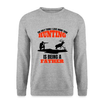 Chasse papa chasse père homme sort grand-père chasseur papa - Sweat-shirt Unisexe - gris chiné - Devant - Alina (178cm) & Michal (187cm)