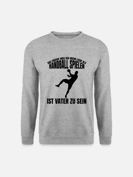 Handball Papa Spruch Handballer Vater Geschenk Dad - Unisex Pullover - Weißgrau meliert