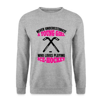 Ice Hockey Eishockeyteam Frau Eishockey Mädchen - Unisex Sweatshirt - salt & pepper - Front - Alina (178cm) & Michal (187cm)