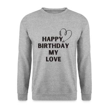 Joyeux anniversaire mon amour - Sweat-shirt Unisexe - gris chiné - Devant - Alina (178cm) & Michal (187cm)