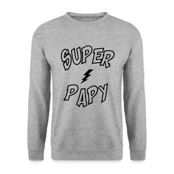 Super papy - Sweat-shirt Unisexe - gris chiné - Devant - Alina (178cm) & Michal (187cm)